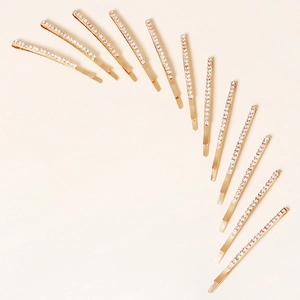 12er Set goldene Haarklammern mit funkelnden weißen Strasssteinen für elegantes Styling
