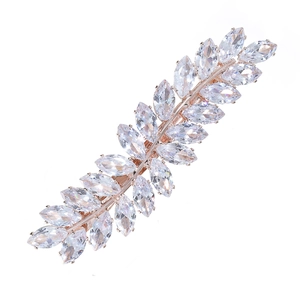 Elegant wheat-ear hair clip with sparkling zircon crystals in rose gold finish