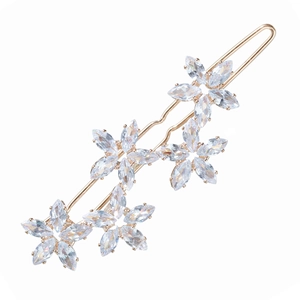 Barrette dorée élégante avec breloques fleurs en zircon pour femmes au quotidien