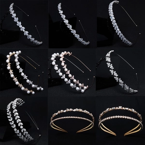 Serre-tête de Mariage en Zircon Élégant Plqué Or Argent Strass Feuille Fleur Accessoire Cheveux pour Mariage Femme Bijoux