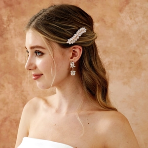 Elegant Zirconia Leaf Petal Hair Clip For Women Alloy Inlaid Zirconia Bobby Pin Daily Party Bridal Hair Accessories Jewelry