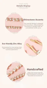 Detail view of handmade zinc alloy hair clip with sparkling rhinestones decoration