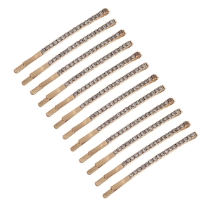 12er-Set goldene minimalistische Haarklammern mit funkelnden Kristall-Strasssteinen für Damen