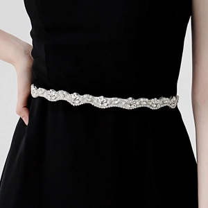 Handmade Rhinestone Wedding Sash Belt White Satin Ribbon Artificial Pearl Bridal Dress Decoration For Women Wedding Party Jewelry