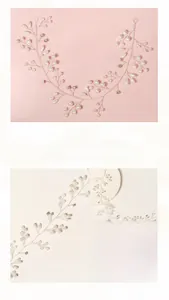 Detail of handcrafted floral bridal headband with white pearls and clear crystals