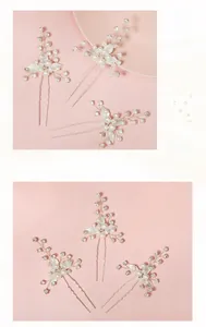 Détails des épingles à cheveux de mariée avec perles blanches et strass brillants