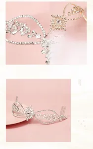 Detailed close-up of handmade floral rhinestone hair comb with elegant silver leaves