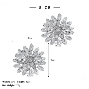 Close-up of sparkling rhinestone shoe clips with radial floral design and 4cm dimensions