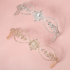 Exquisite silver and gold rhinestone hair combs with flower design for bridal wedding hair