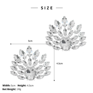 Detail view of 5x4.5cm sparkling rhinestone shoe clips with oval and marquise crystals
