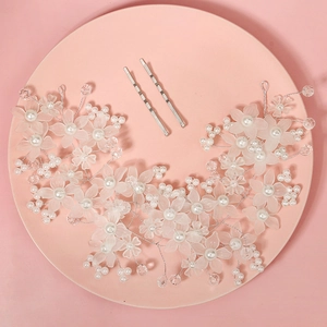 Handgefertigt Braut Blumen Haarreif Mit Künstliche Perlen Kristall Künstliche Perlen Und Haarklammern Hochzeit Romantische Haar Rebe Schmuck Für Damen