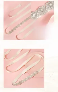 Detailed macro view of hand-stitched crystal rhinestones on luxury ivory bridal satin belt