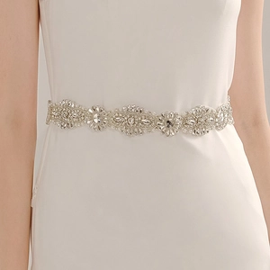 Ceinture de Mariée Luxueuse Avec Strass Pour Robe de Mariée Ruban en Satin Blanc Cristal Künstliche Perle Floral Accessoires de Taille