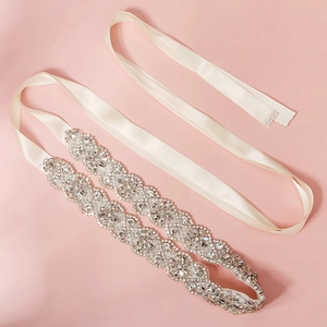 Elegant Bridal Belt Handmade Rhinestone Wedding Sash For Women Luxury Artificial Pearl Satin Ribbon Waist Chain Gown Accessory