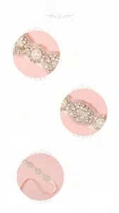 Vue macro détaillée de la ceinture de mariée avec strass, perles et chaîne en métal de qualité