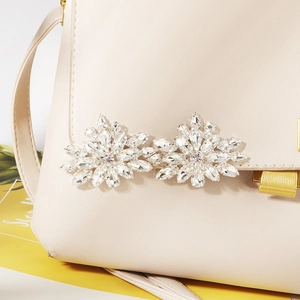 Sparkling crystal flower shoe clips with marquise cut rhinestones for bridal heels