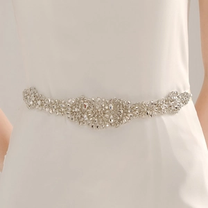 Élégante Ceinture de Mariée en Strass pour Robe de Mariée Ceinture Fleur en Alliage avec Ruban de Satin pour Femme Accessoires de Soirée