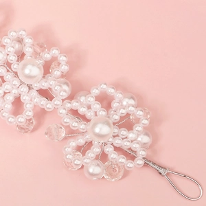 Elegant handmade bridal headband with white pearls and crystal floral designs