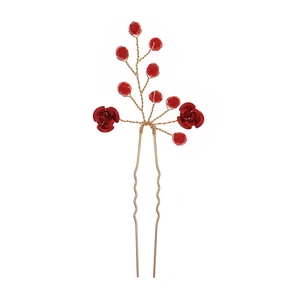 Épingle à cheveux de mariée avec cristaux rouges et dorés pour coiffure de mariage