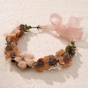 Bandeau Couronne de Fleurs Fait à la Main Style Forêt Couronne de Fleurs Artificielles Accessoires Cheveux Mariée Mariage Fête Femme