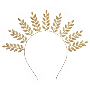 Elegant gold leaf bridal headband crown featuring a symmetrical laurel wreath design for weddings