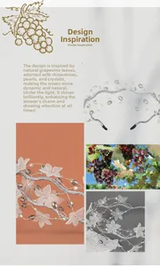 Detail view of crystal flower headband with pearls and rhinestones on silver vine band