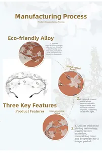 Detailed view of floral headband with crystal beads and eco-friendly alloy plating