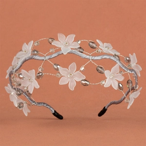 Handmade Bridal Floral Headband For Women Elegant Artificial Pearl Acrylic Flower Hairband Wedding Photography Hair Accessories
