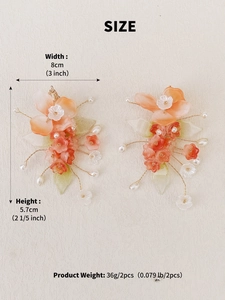 Spécifications de taille pour les deux pinces à cheveux fleur orange et perles