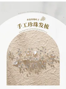 Détails du peigne à cheveux de mariée fait main avec feuilles argentées, perles et strass