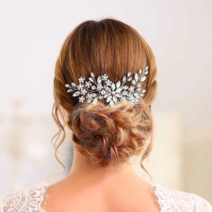Silberner Braut-Haarkamm mit Marquise-Kristallen und Strasssteinen für Hochzeitsfrisuren