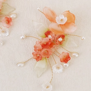 Pince à cheveux fleurie faite main avec perles pour mariée en style chinois vintage