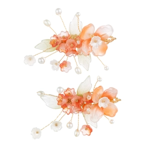 Pinces à cheveux vintage avec fleurs en résine et perles pour coiffure de mariée chinoise