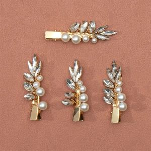 Barrettes à Cheveux en Alliage Künstliche Perle Strass Feuille Or Fait à la Main Élégant Femmes Quotidien Mariage Accessoires Cheveux