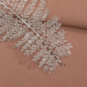 Elegant bridal hair vine with double row crystals and silver floral wire for wedding hair