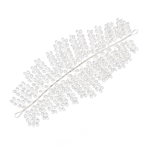 Handmade bridal headband with crystal leaf beads and silver wire for wedding dress decor