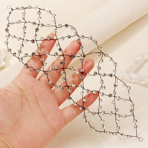 Sparkling bridal mesh headpiece with silver rhinestones for elegant wedding hair decoration