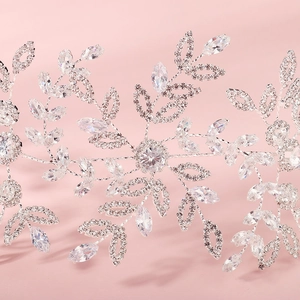 Luxurious bridal headband with silver crystals and handcrafted rhinestone beadwork