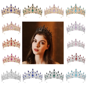 Baroque Luxury Rhinestone Crown Tiara For Women Wedding Bridal Princess Hair Accessories Gold Silver Alloy Crystal Pageant Party Headpiece