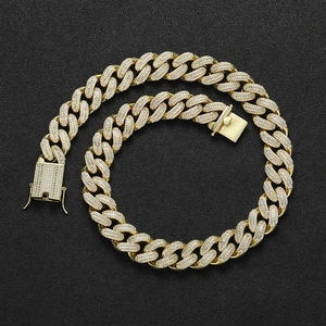 Chaîne cubaine hip hop plaquée or 18 carats avec pierres de zircone de 18 mm