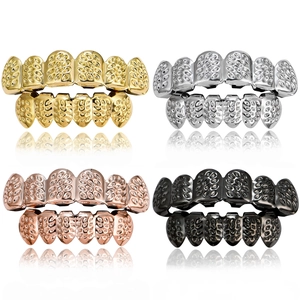 Hip-hop Grillz Δοντιών Unisex Γαλβανισμένος Χαλκός Χαραγμένη Υφή Κοσμήματα Στόματος Για Halloween Πάρτι Διακοσμητικά Καλύμματα Δοντιών