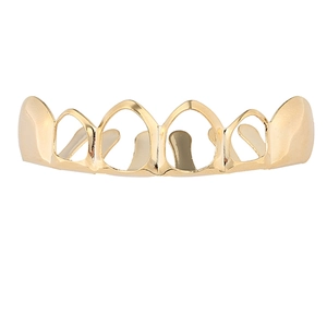 Vue détaillée de grillz creux à six dents plaqués or 18 carats pour hommes hip hop