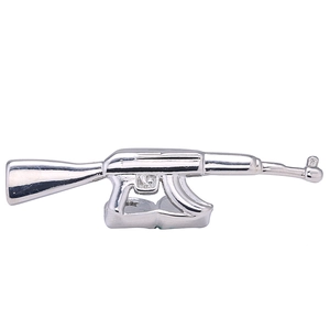 Grillz hip hop in argento lucido a forma di fucile AK47 accessorio per uomo alla moda