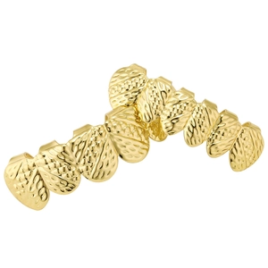 Hip hop vergulde grillz set met kruistextuur patroon voor boven- en ondertanden
