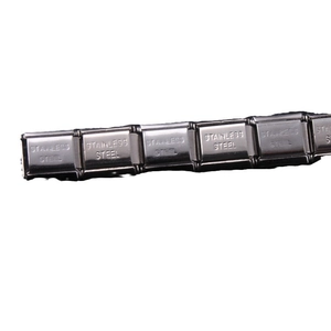 Adjustable stainless steel modular stretch bracelet with engraved link details