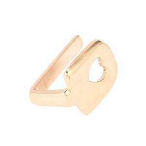 Detailed view of a gold-plated U-shaped hip-hop tooth grill with a heart cutout design