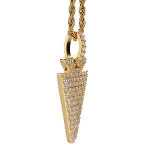 Collar de punta de flecha chapado en oro con circonitas micro-pave en cadena de cuerda clásica
