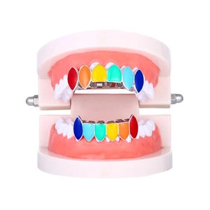 Grillz dentaire arc-en-ciel ensemble complet avec dégradé de couleurs pour Halloween