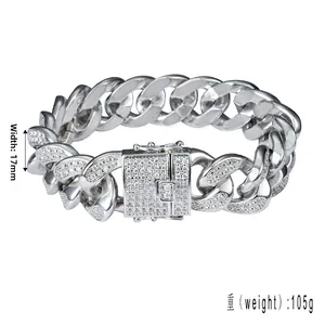 Detailaufnahme des 17mm breiten Iced-Out-Panzerarmbands mit Zirkonia-Besatz