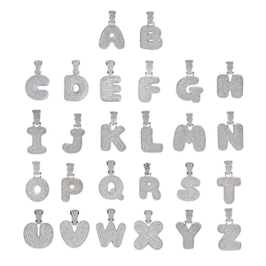 Colgantes de letras A-Z estilo bubble con circonitas cúbicas micropavimentadas